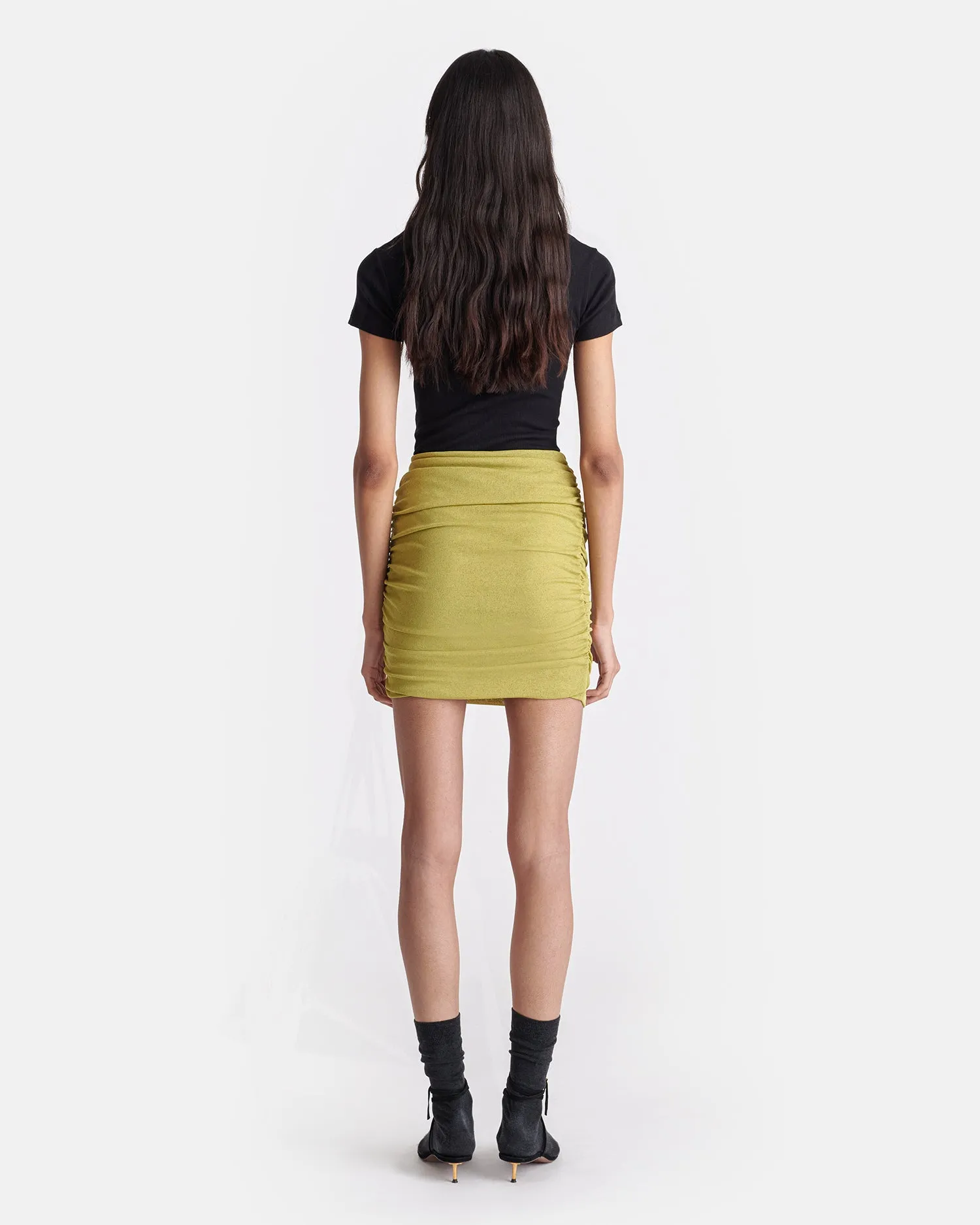 Pamyla - Draped Mesh Jersey Mini Skirt - Pistachio