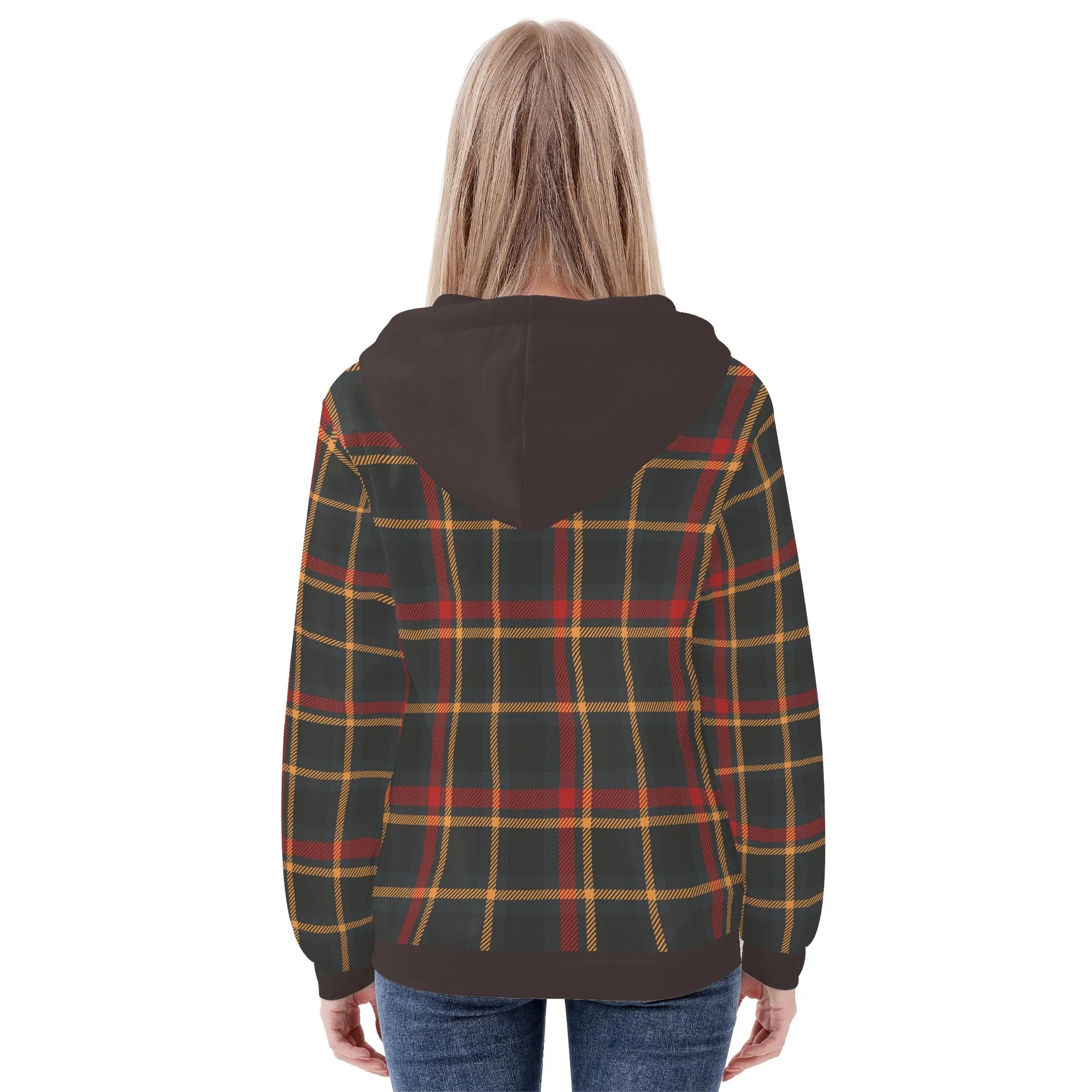 Plaid Coozy Womens  Zip Up Hoodie