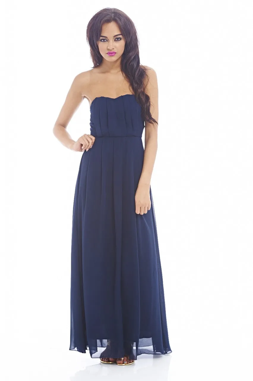 Plain Elegant  Chiffon Strapless Dress