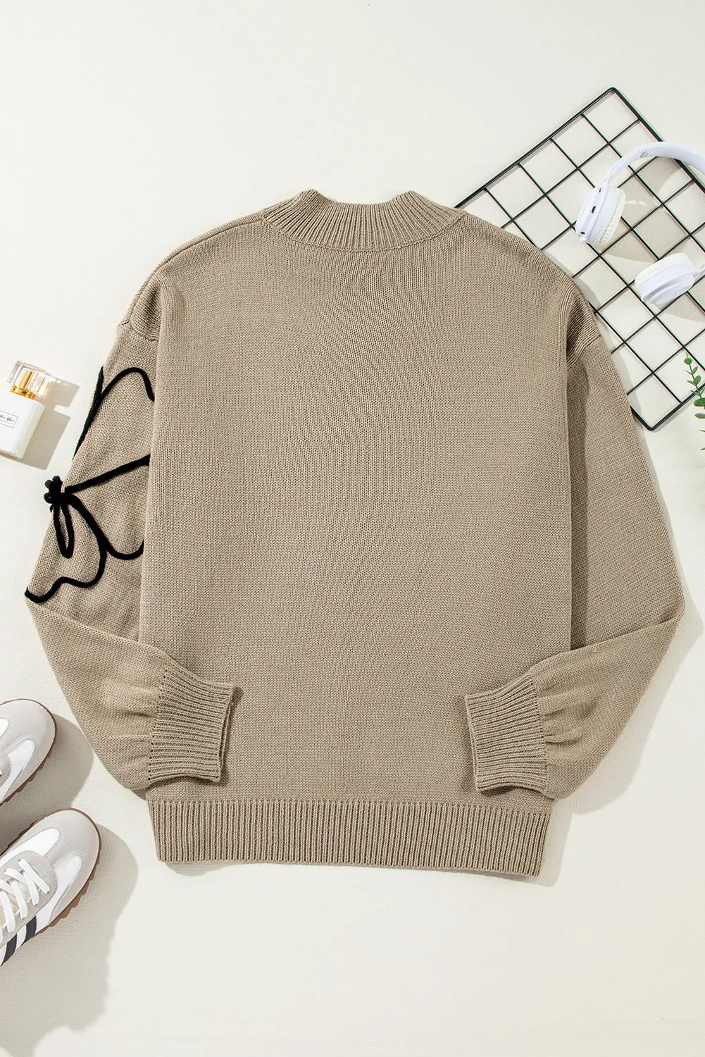 Plus Size High Neck Drop Shoulder Sweater