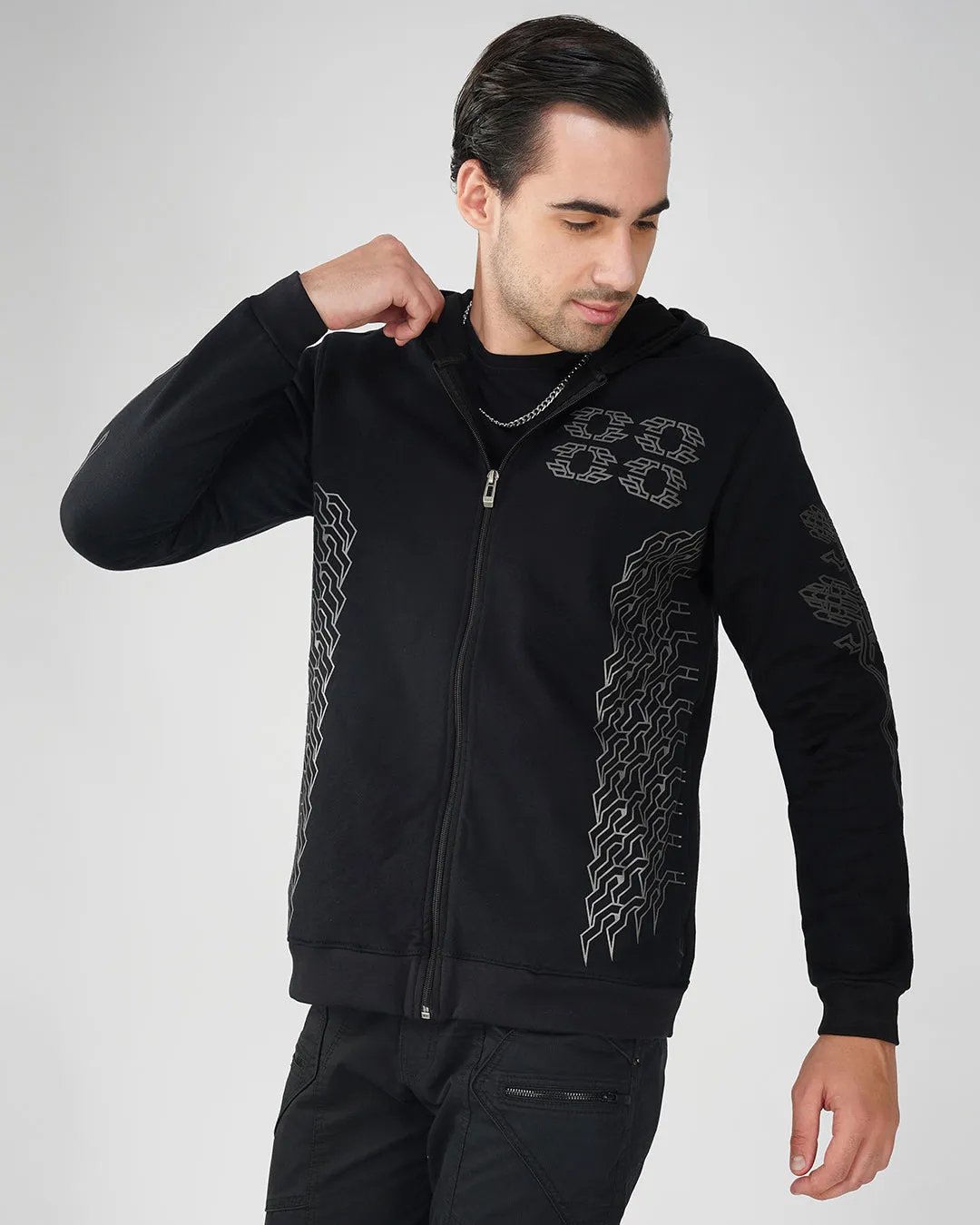 Protector | 3D Puff Printed Cotton Zip Up Hoodie