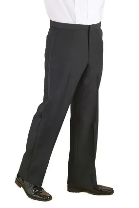 "Michael" Black Polyester Plain Front Tuxedo Pants