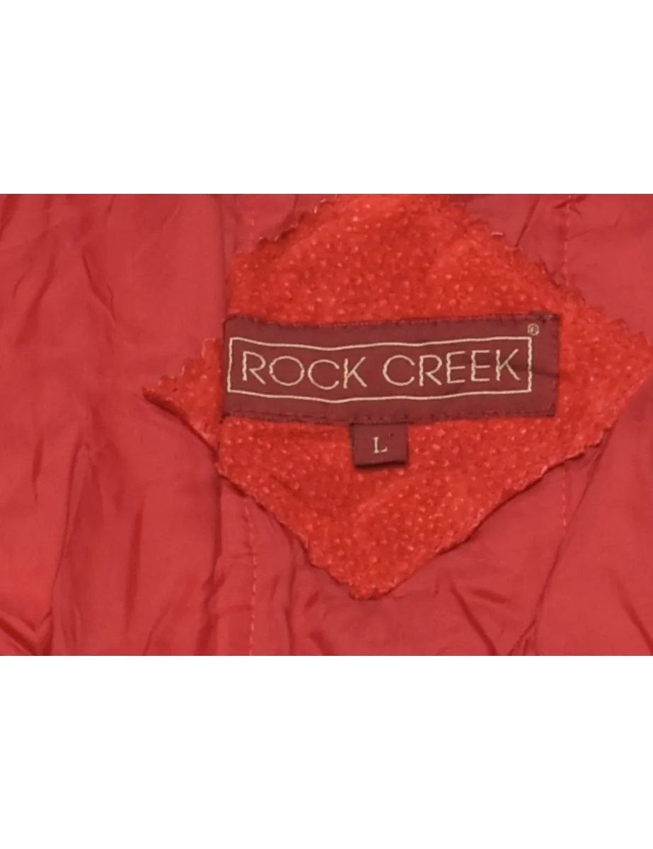 Red Classic Zip-Front Suede Jacket - L