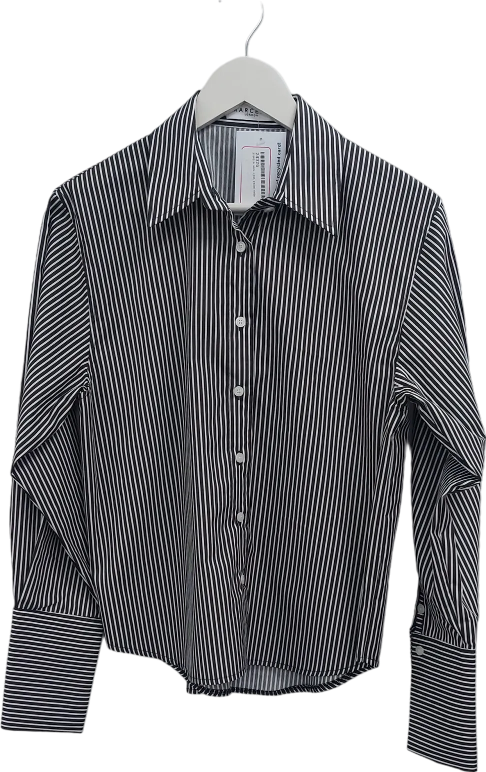 Refined Black and White Striped Shirt UK 10