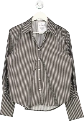 Refined Black and White Striped Shirt UK 10