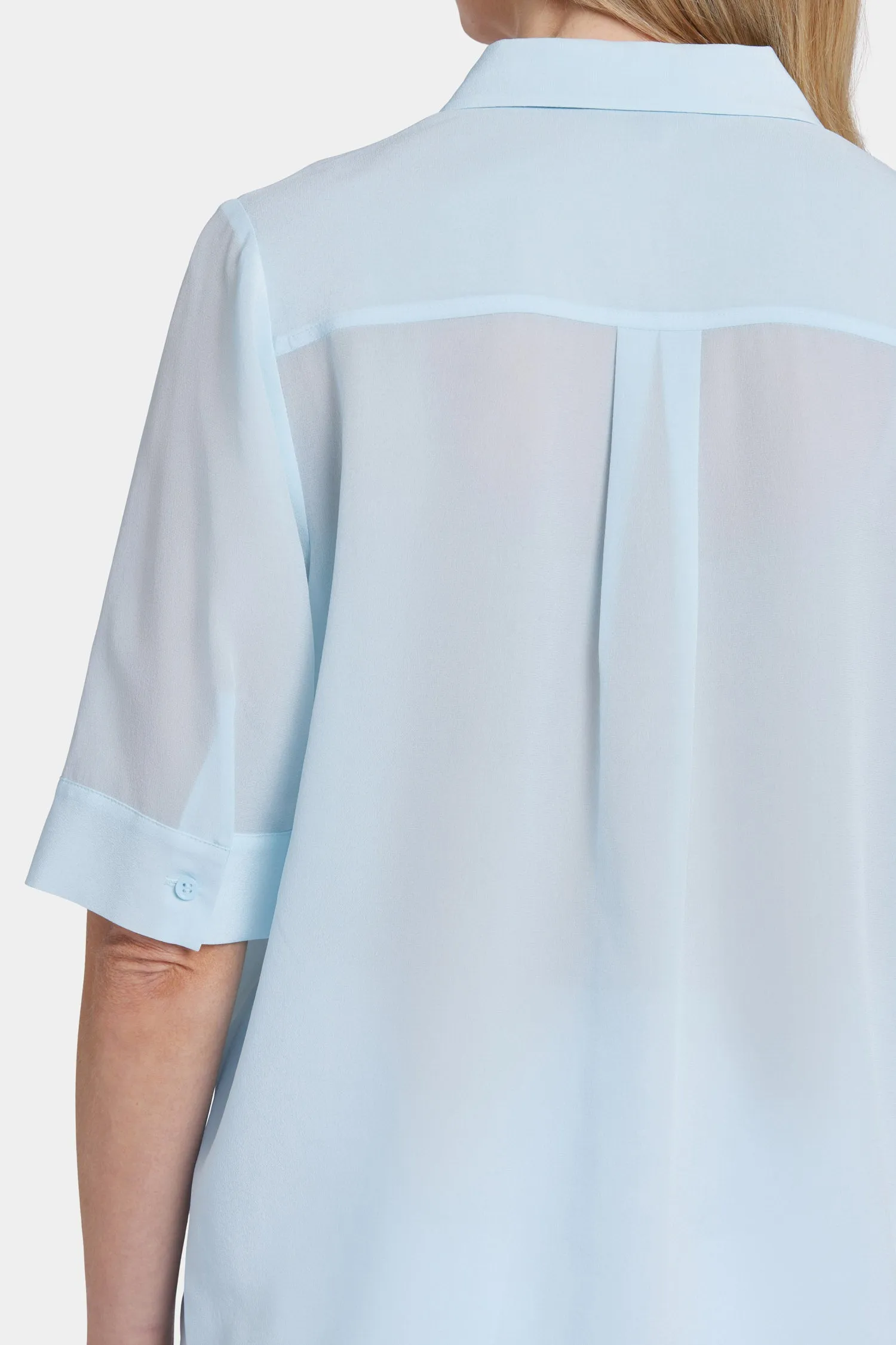 Riley Silk Elbow Sleeved Blouse - Aquatic