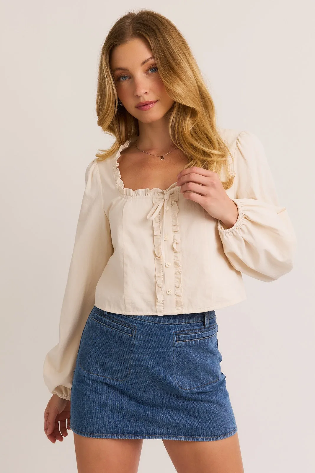 Ruffle Grace Puff Sleeve Blouse