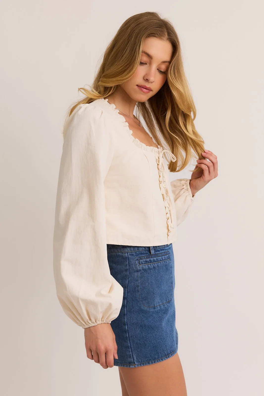 Ruffle Grace Puff Sleeve Blouse