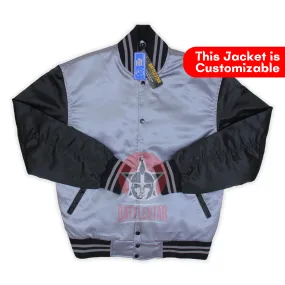 Silver Black Satin Varsity Baseball Jackets