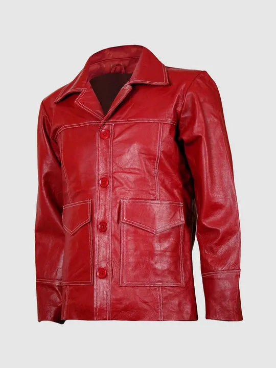 Size X-Large Classic Red Leather Coat