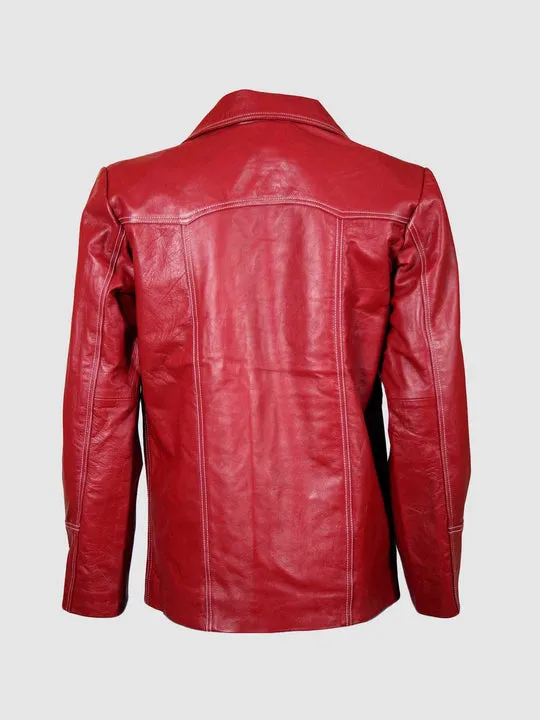 Size X-Large Classic Red Leather Coat