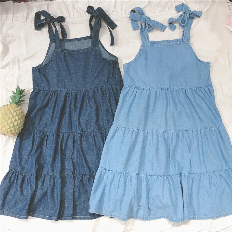 Small fresh suspender dress PL20624