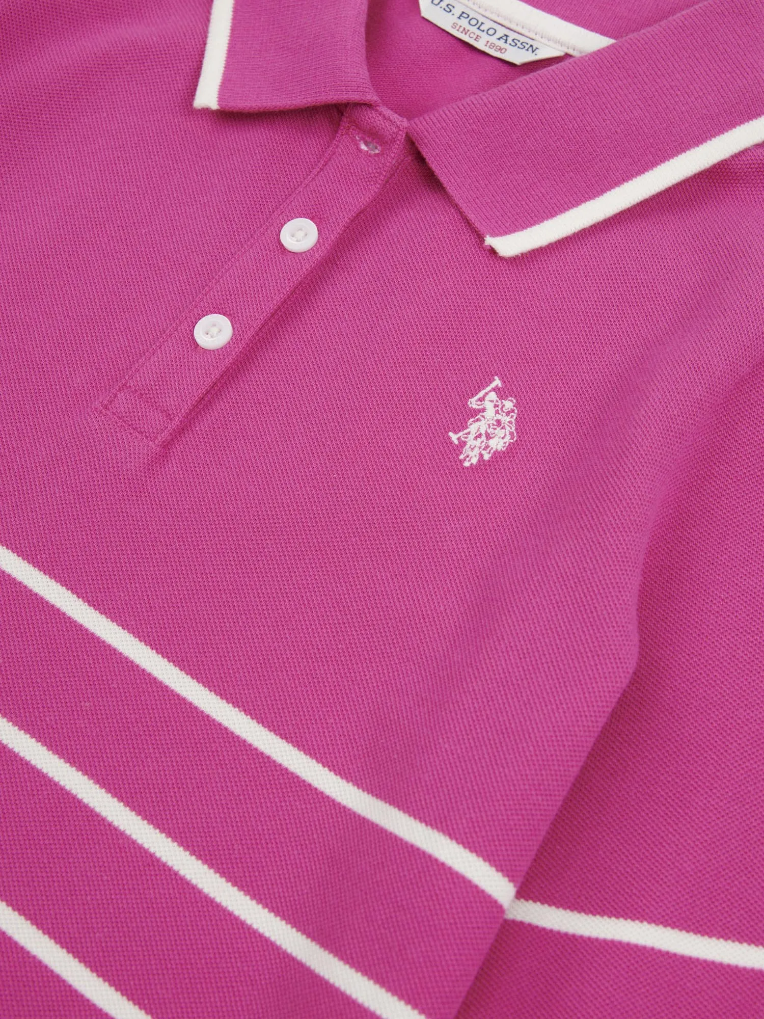 Stripe LS Polo Top Rose Violet