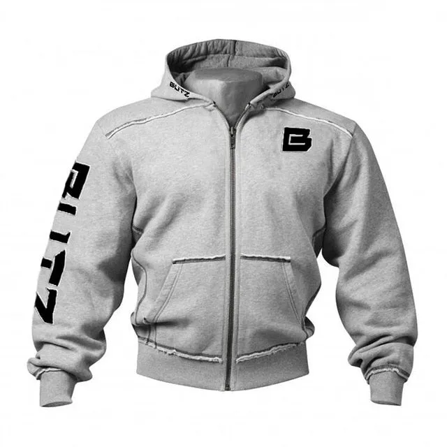 Thin Fitness Hooded Sweatshirt Black Big Pocket Hoodie Men Bodybuilding Gym Sweatshirt For Men Zipper Long Sleeve Hoodies