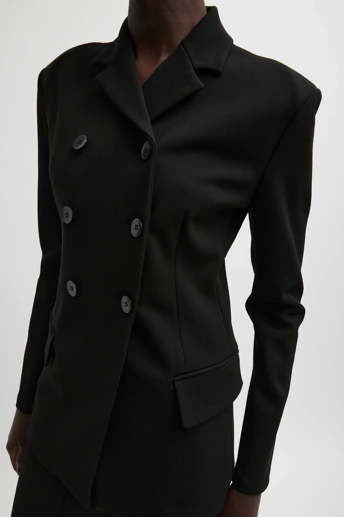 Tibi Wren Crepe Knit Fitted Blazer - Black