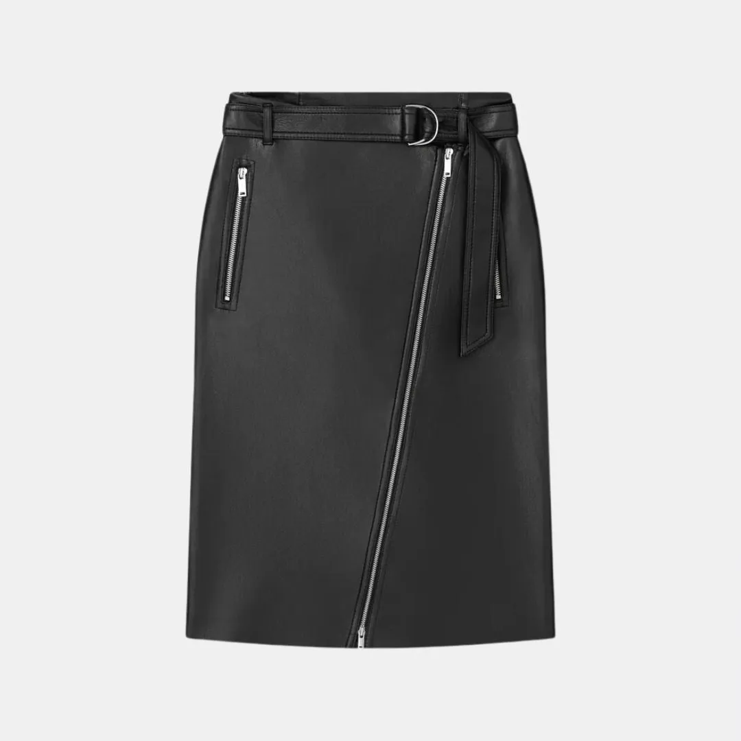 Tillie Regenerated Leather Skirt (Black)