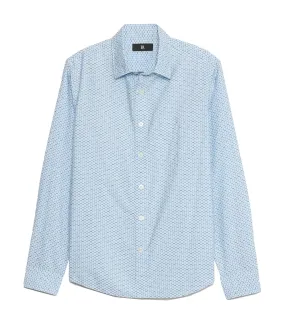 Washed Cotton Poplin Shirt Blue Mini Geo