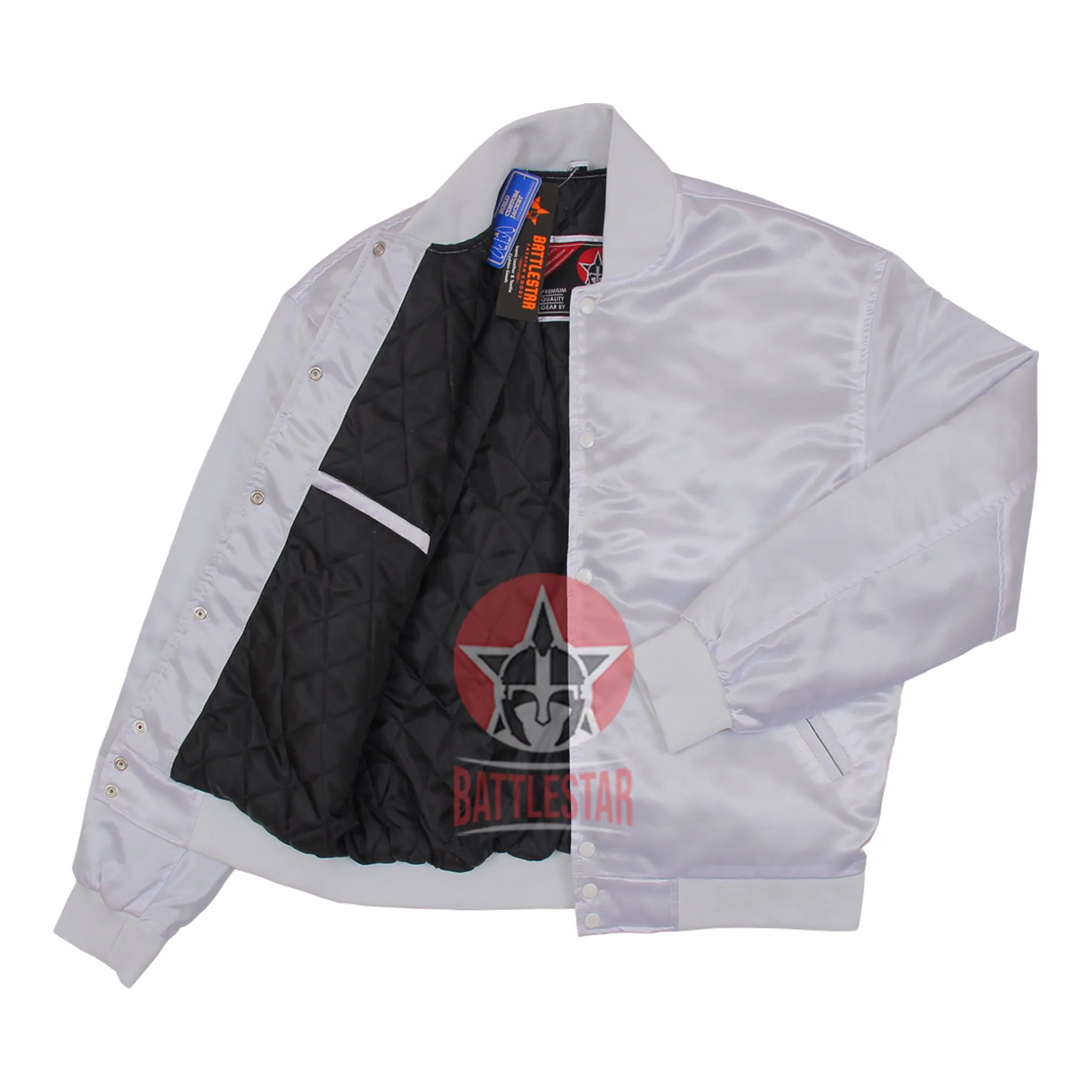 White Satin Varsity Baseball Jacket