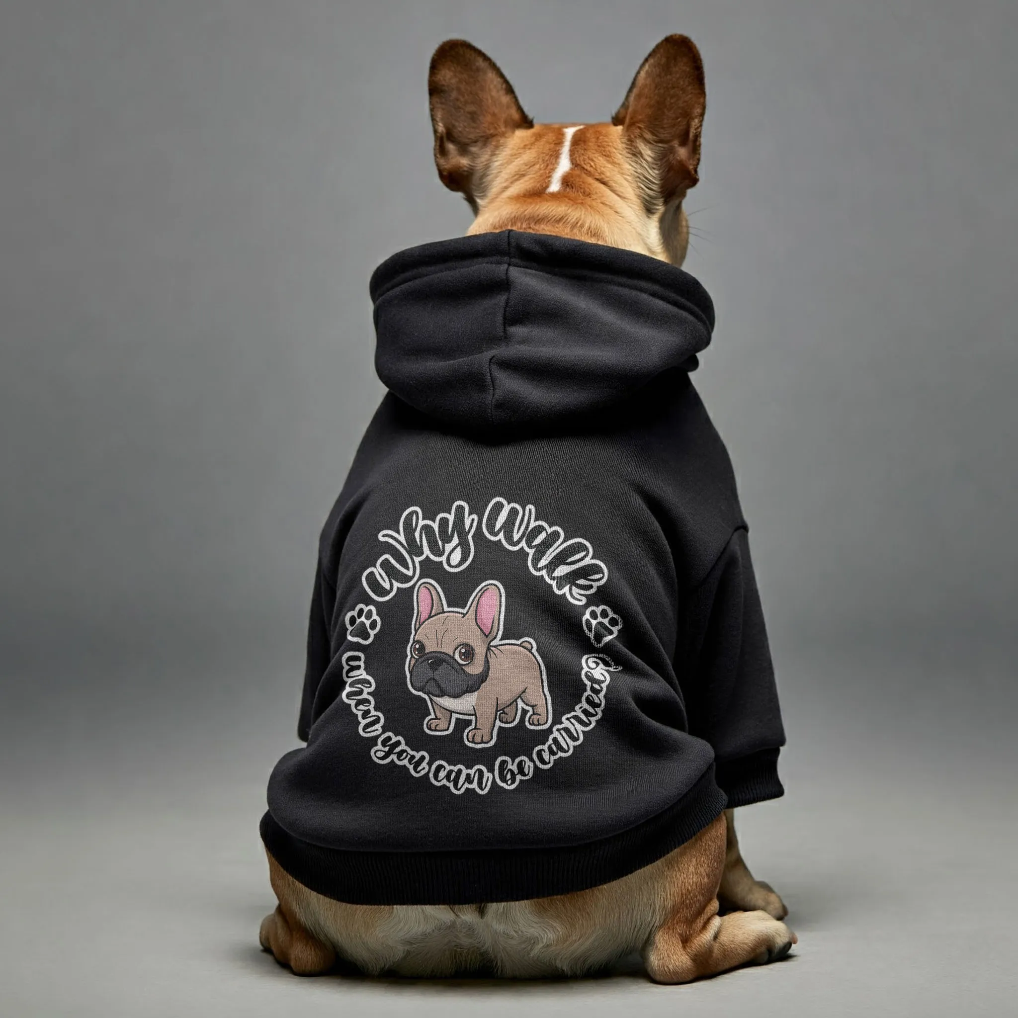 Why walk when you can be carried?  - Personalized French Bulldog Hoodies with Funny Quotes – Stylish, Cozy, and Premium 100% Cotton