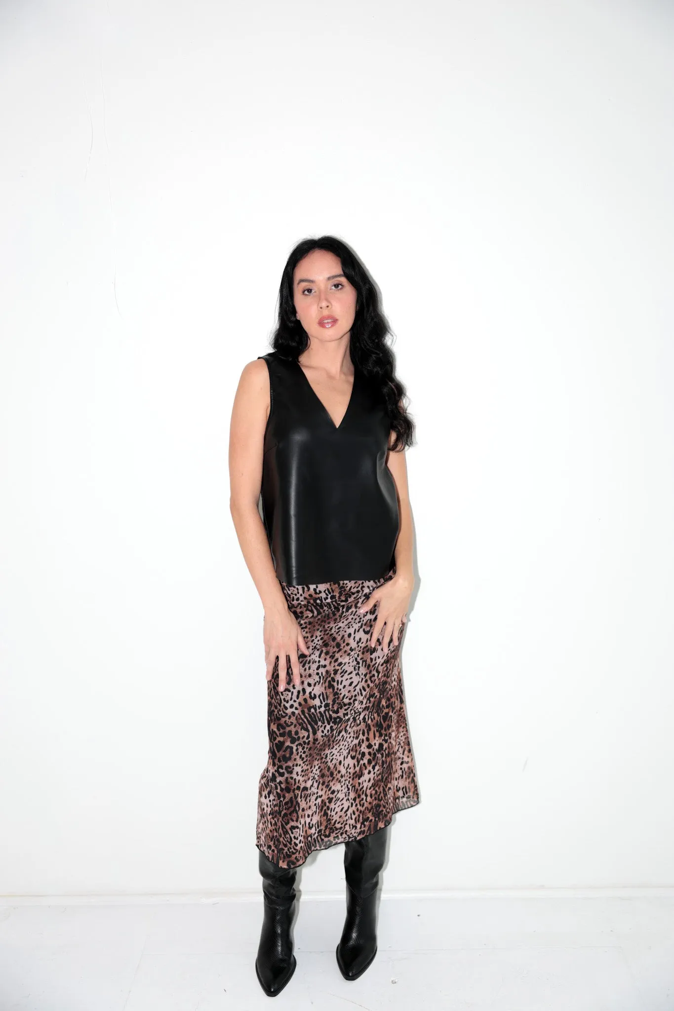 Wild Side Leopard Print Midi Skirt