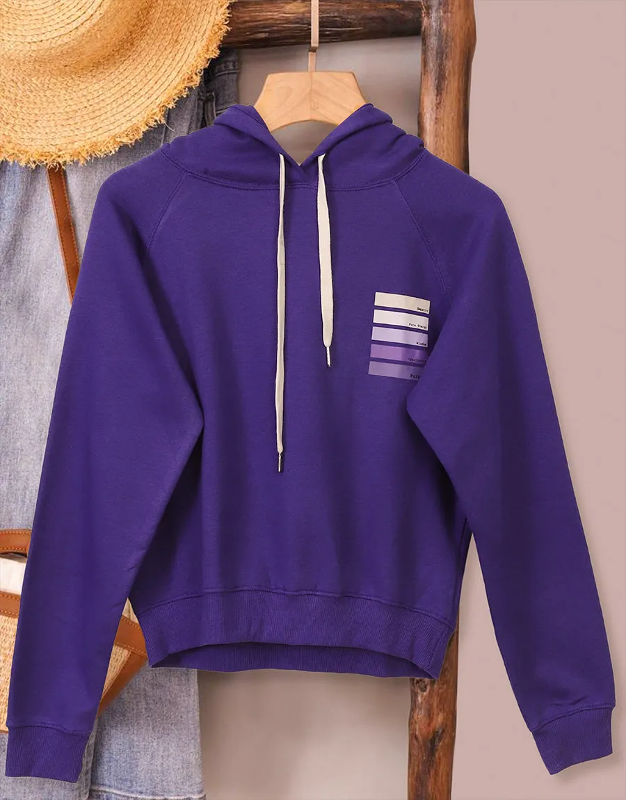 Women's Color Palette Printed Fleece Pullover Hoodie-Purple