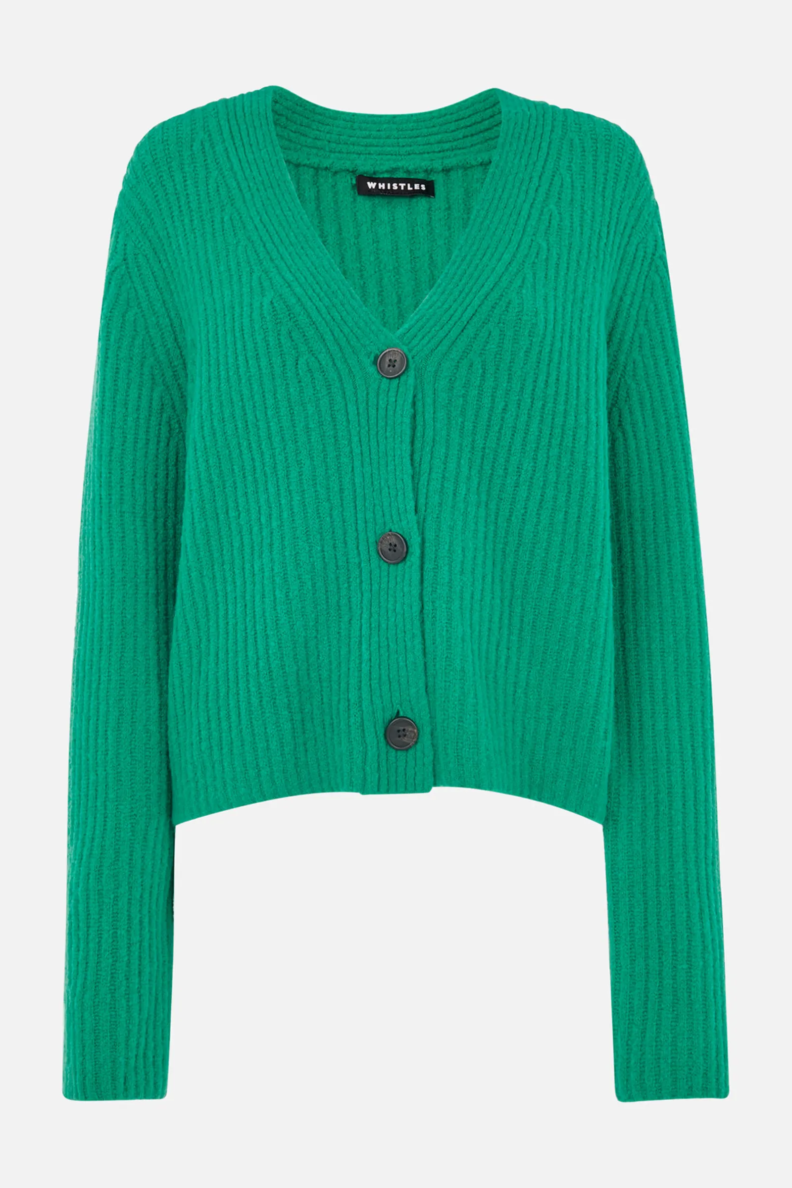 Wool Mix Rib Cardigan Green