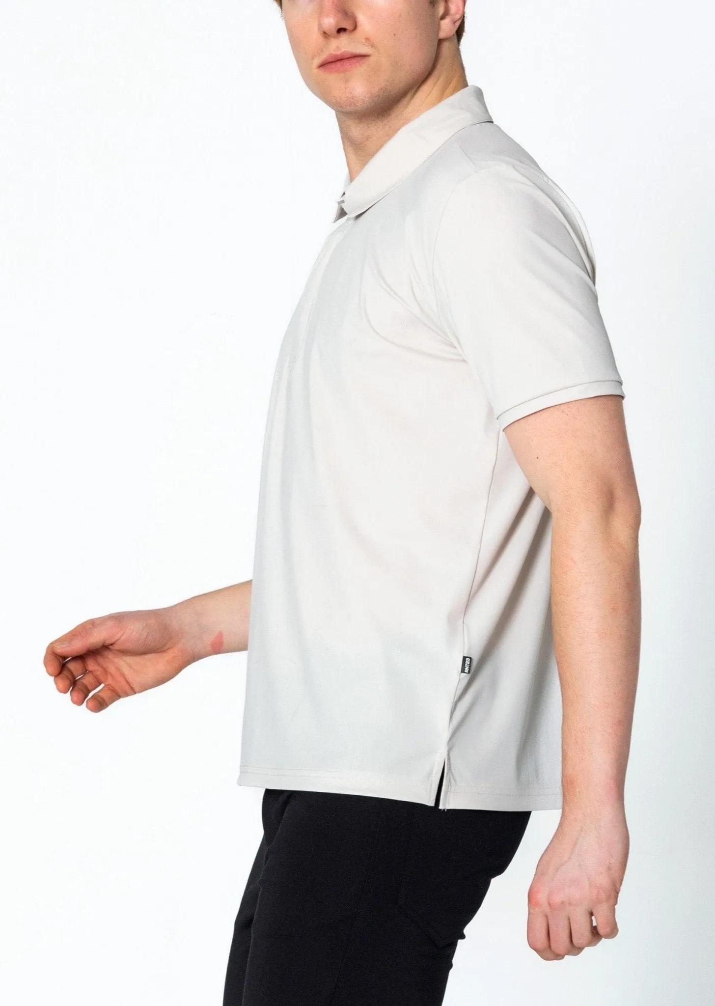 Wrinkle Free Tapered Travel Polo Shirts - Stone