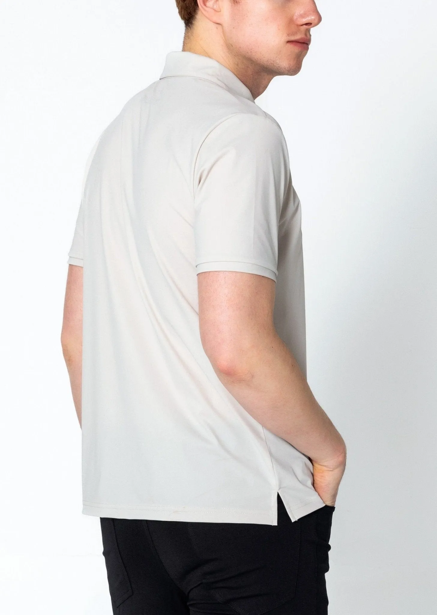 Wrinkle Free Tapered Travel Polo Shirts - Stone